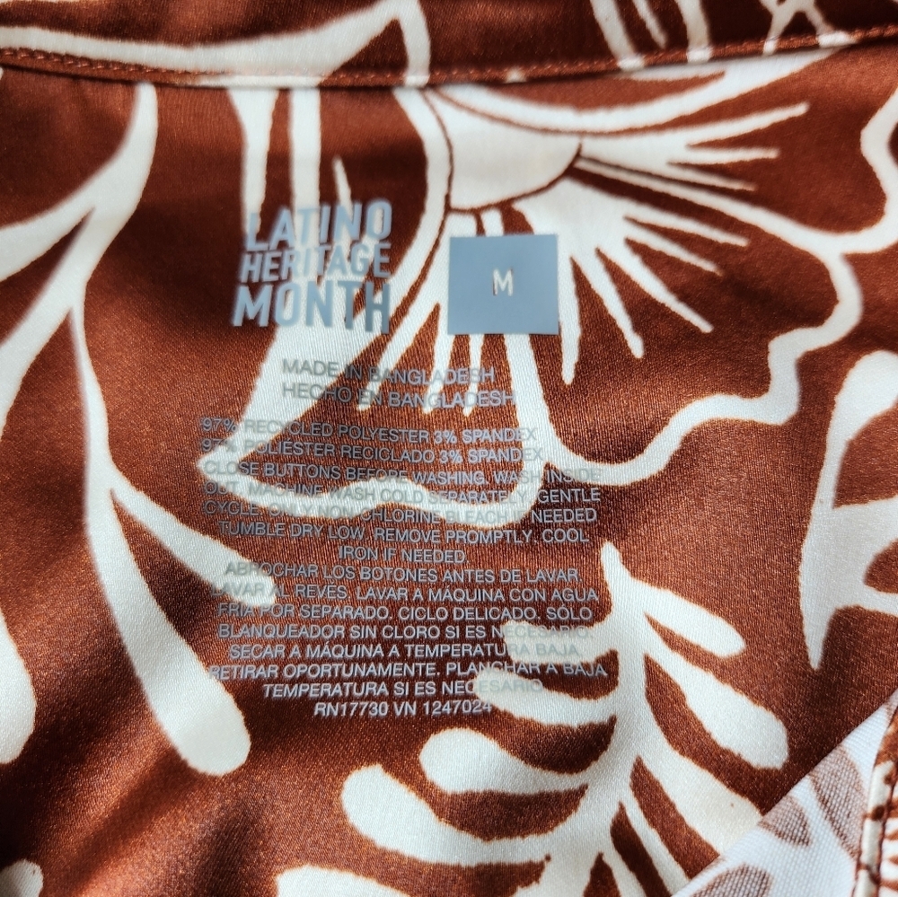 Latino Heritage Month Women's Long Sleeve Button-Down Shirt - Brown M - Picture 13 of 16